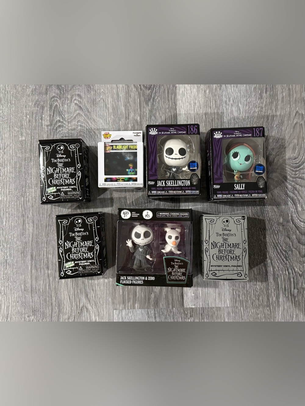 Lot of 7 Halloween Collectibles Nightmare Before Christmas and FNAF